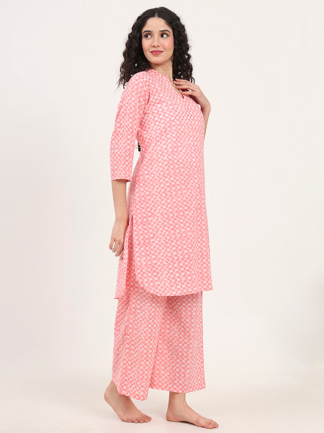 Noe Velarro Light Pink Cotton Night Suit Set for women