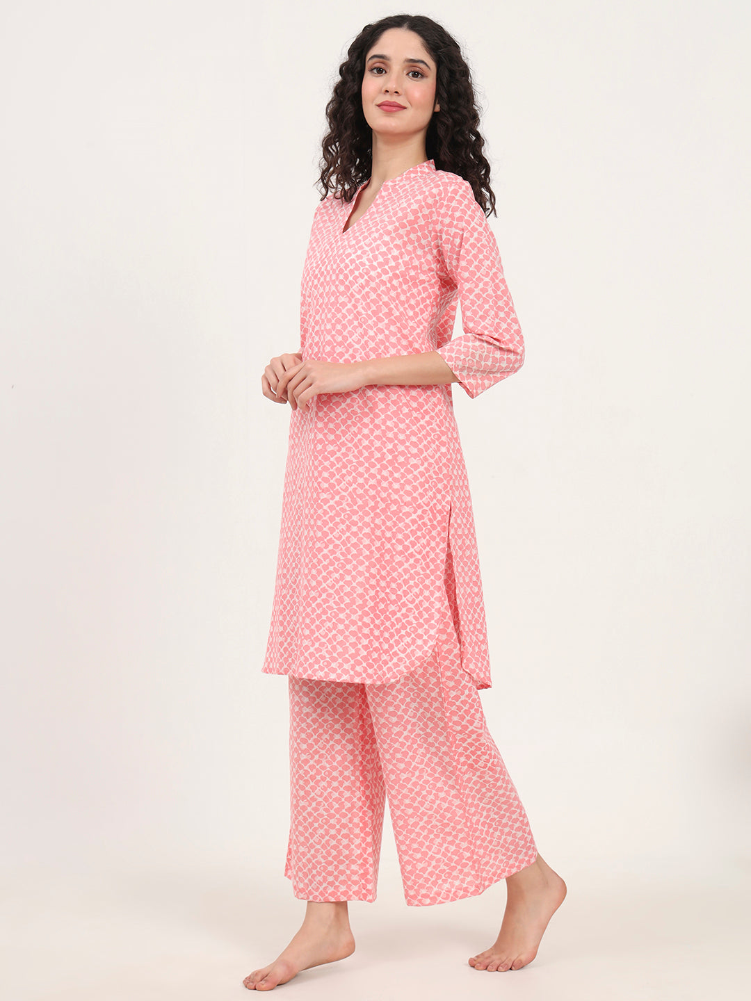 Noe Velarro Light Pink Cotton Night Suit Set for women