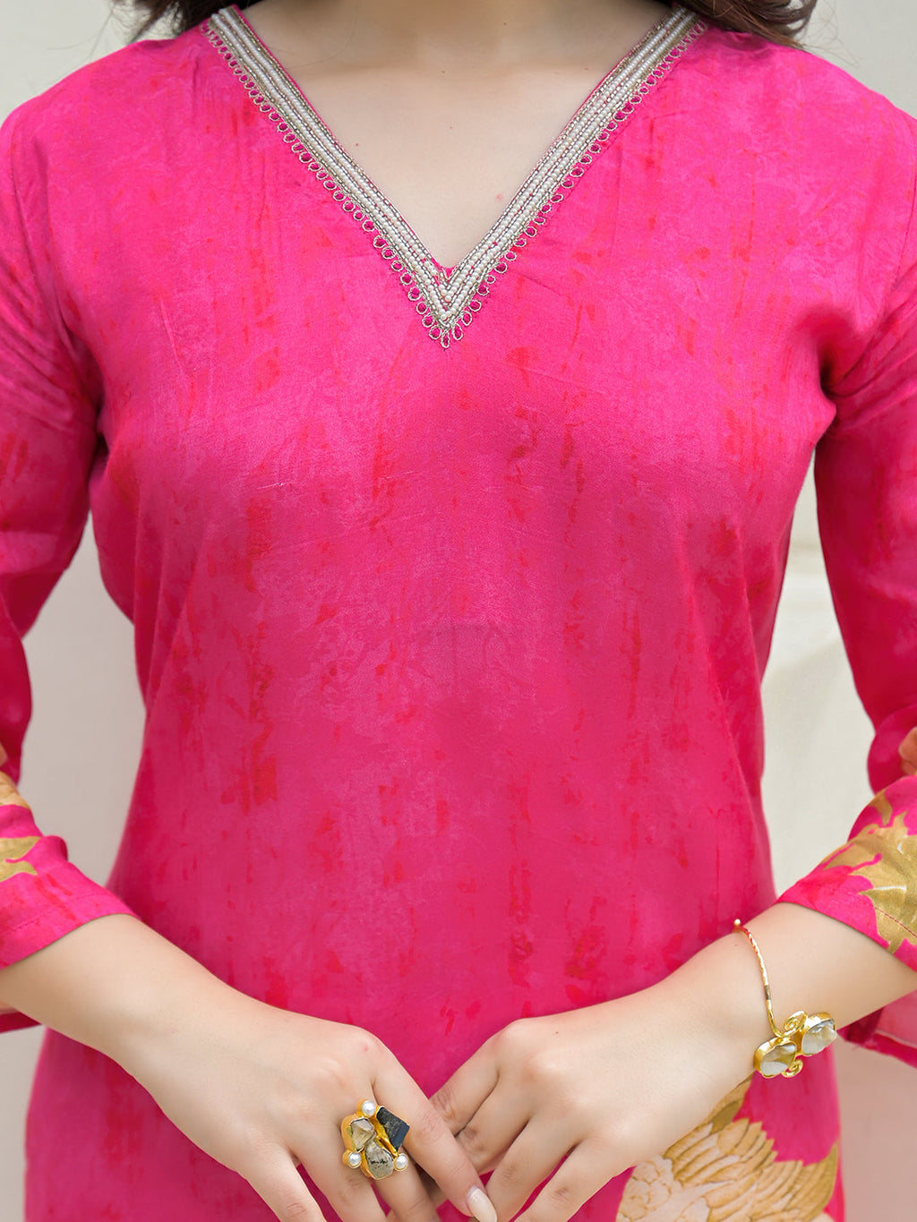 Noe Velarro Pink Muslin Digital Print Kurta Pant Set With Dupatta
