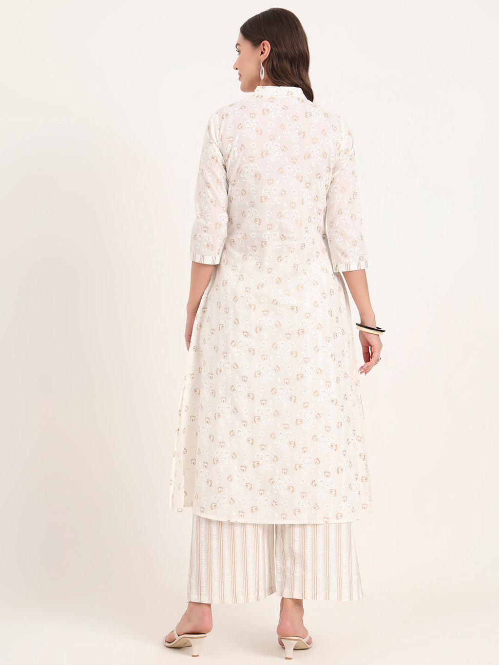 Noe Velarro White Floral Printed Cotton Kurta Pant Sets