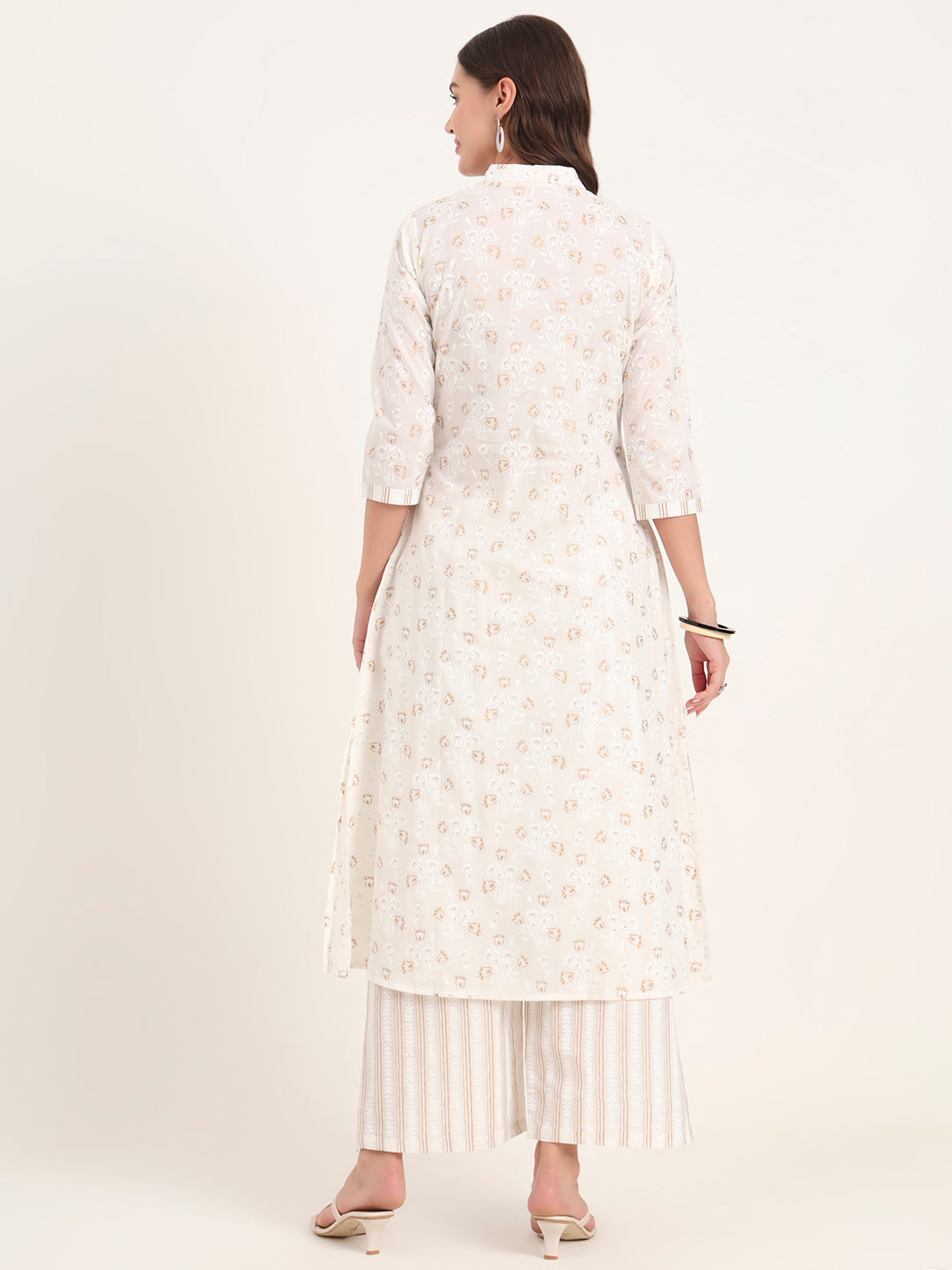 Noe Velarro White Floral Printed Cotton Kurta Pant Sets