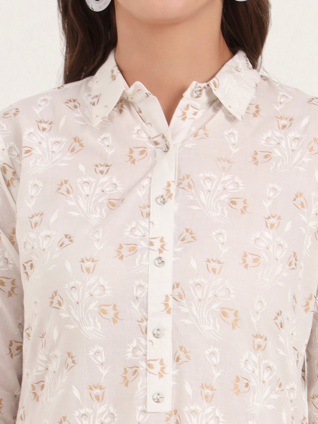 Noe Velarro White Floral Printed Cotton Kurta Pant Sets