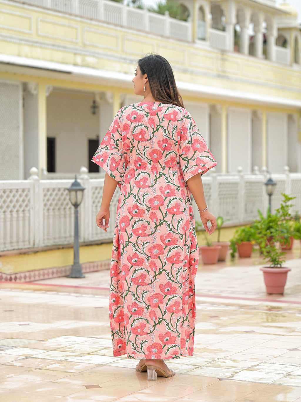 Noe Velarro Pink Cotton Kaftaan Dress