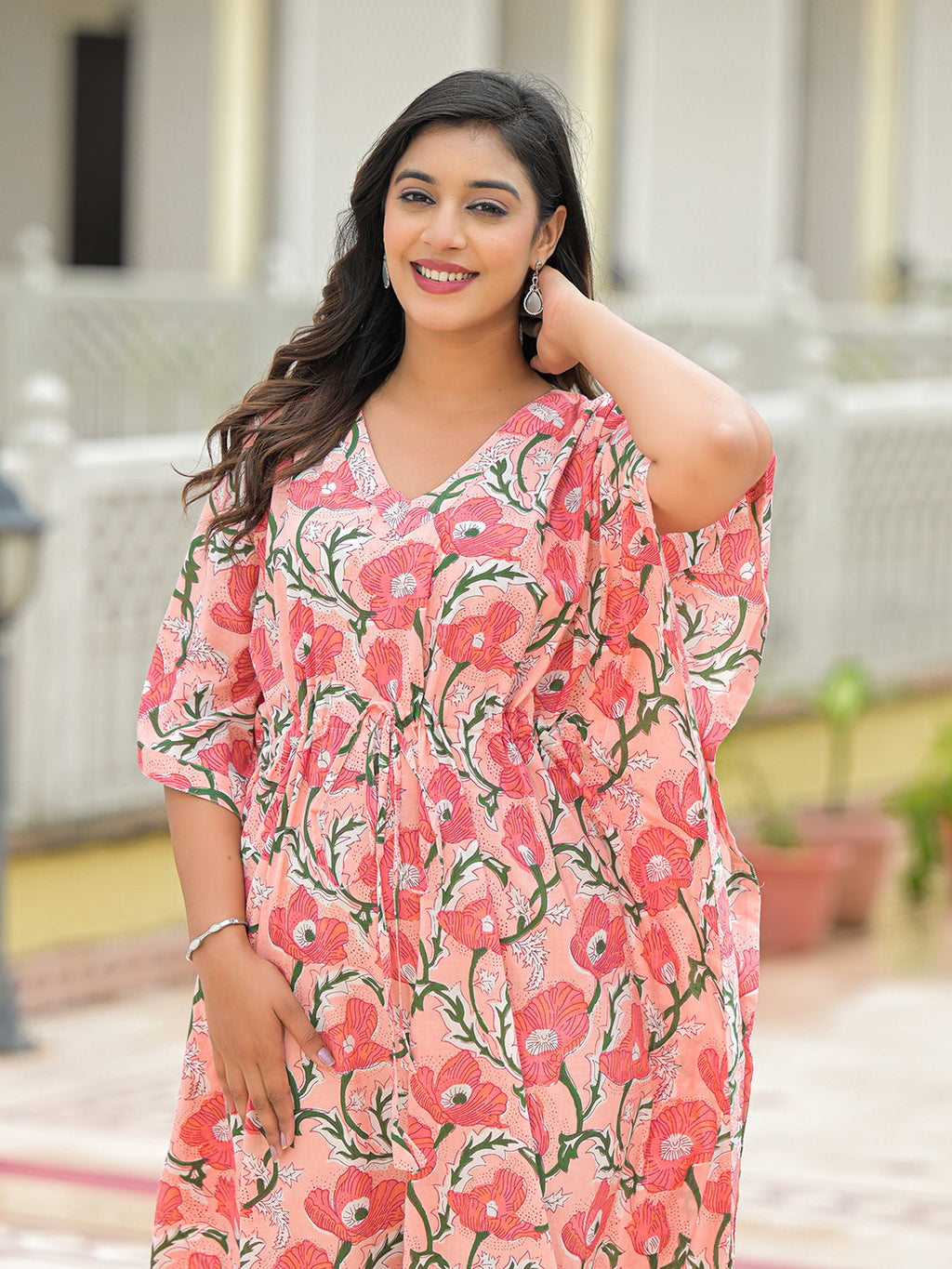 Noe Velarro Pink Cotton Kaftaan Dress
