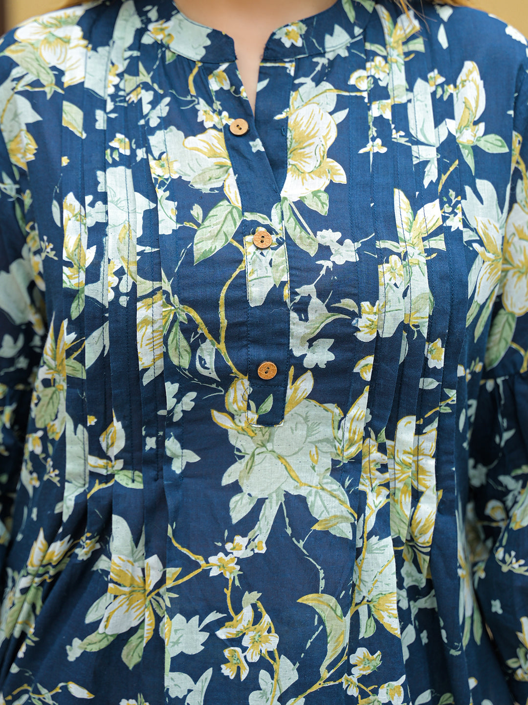 Noe Velarro Blue Floral Print Cotton Night suits Set