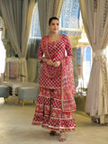 Noe Velarro Red Handblock Cotton Straight Kurta Sharara With Dupatta
