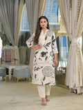 Noe Velarro Off White Floral Print Cotton Straight Kurta Pant Sets