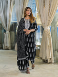 Noe Velarro Black Embroidered Rayon Straight Kurta Pant Set With Dupatta