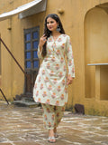 Noe Velarro Cream Floral Print Cotton Co-ords Sets