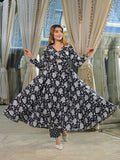 Noe Velarro Black Floral Print Cotton Anarkali Kurta Pant Sets