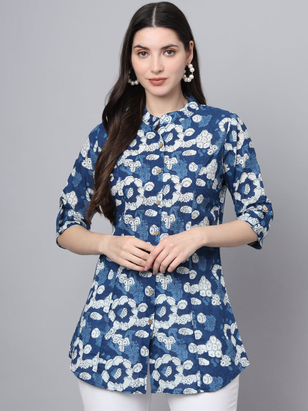 Noe Velarro Blue Cotton A-Line top