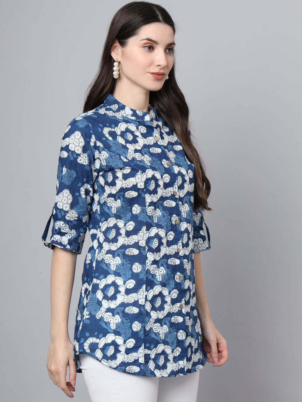 Noe Velarro Blue Cotton A-Line top