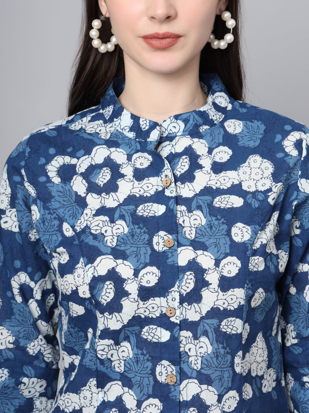 Noe Velarro Blue Cotton A-Line top
