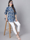 Noe Velarro Blue Cotton A-Line top