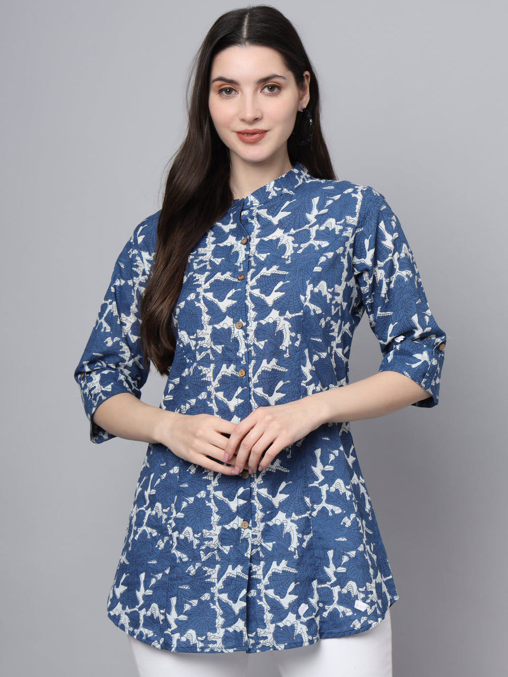 Noe Velarro Blue Cotton A-Line top