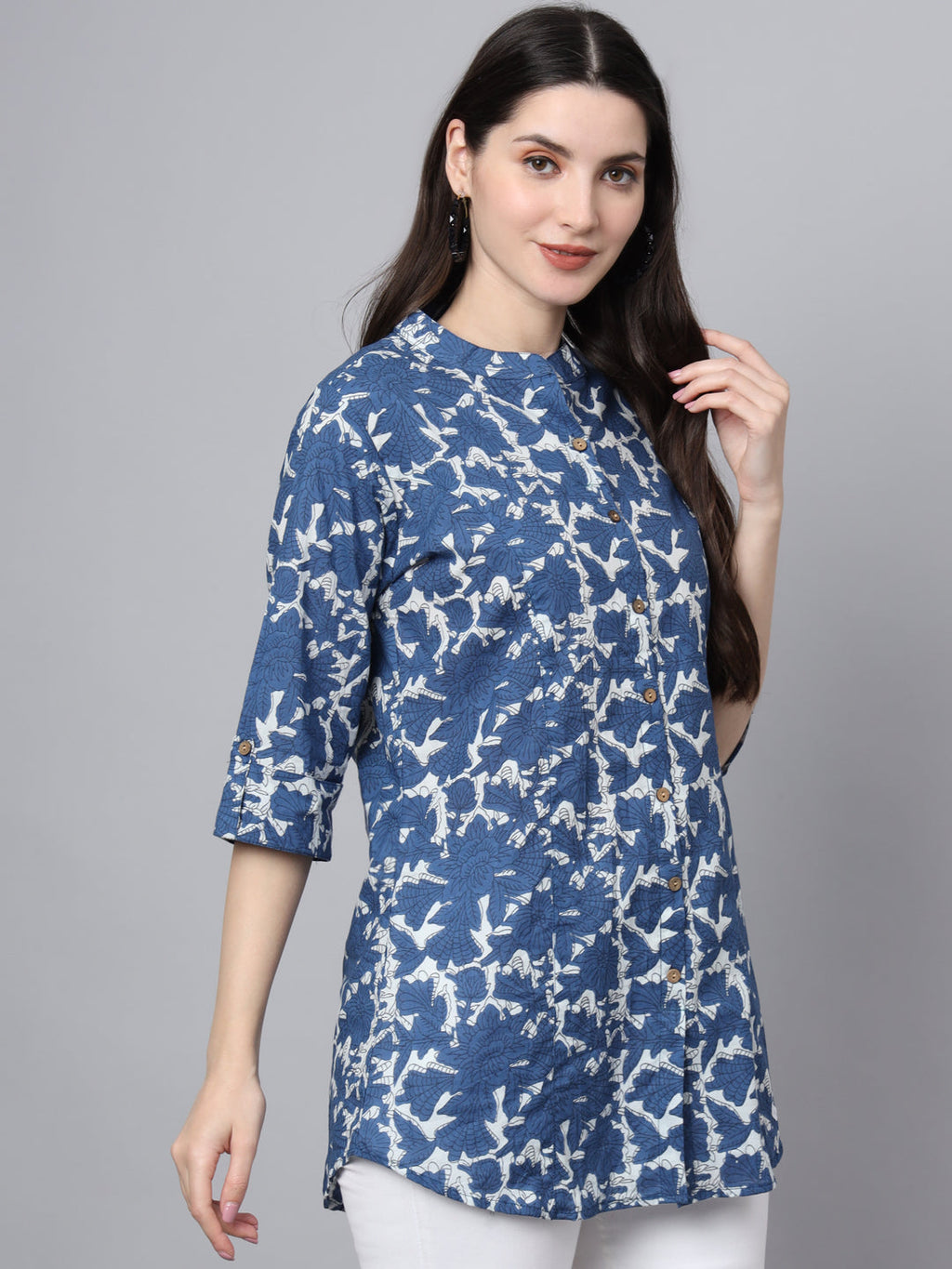 Noe Velarro Blue Cotton A-Line top