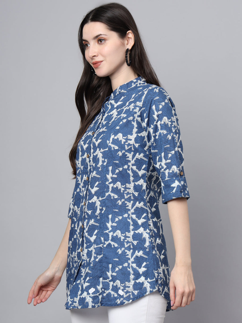Noe Velarro Blue Cotton A-Line top