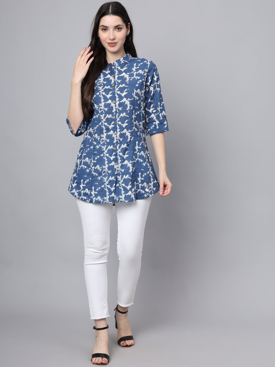 Noe Velarro Blue Cotton A-Line top