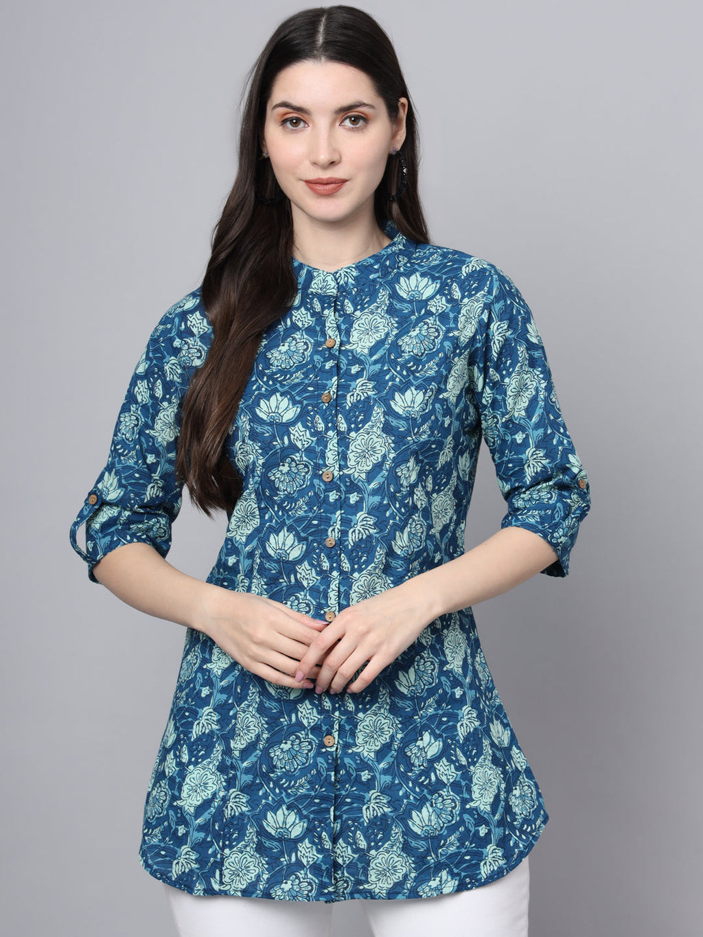 Noe Velarro Blue Cotton A-Line top