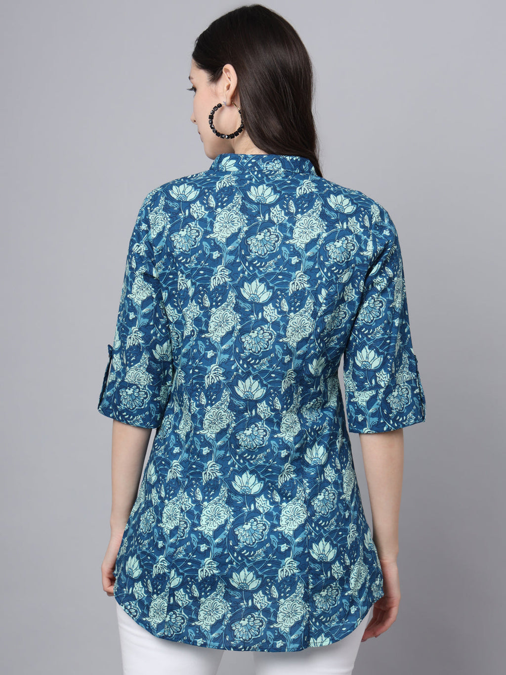 Noe Velarro Blue Cotton A-Line top