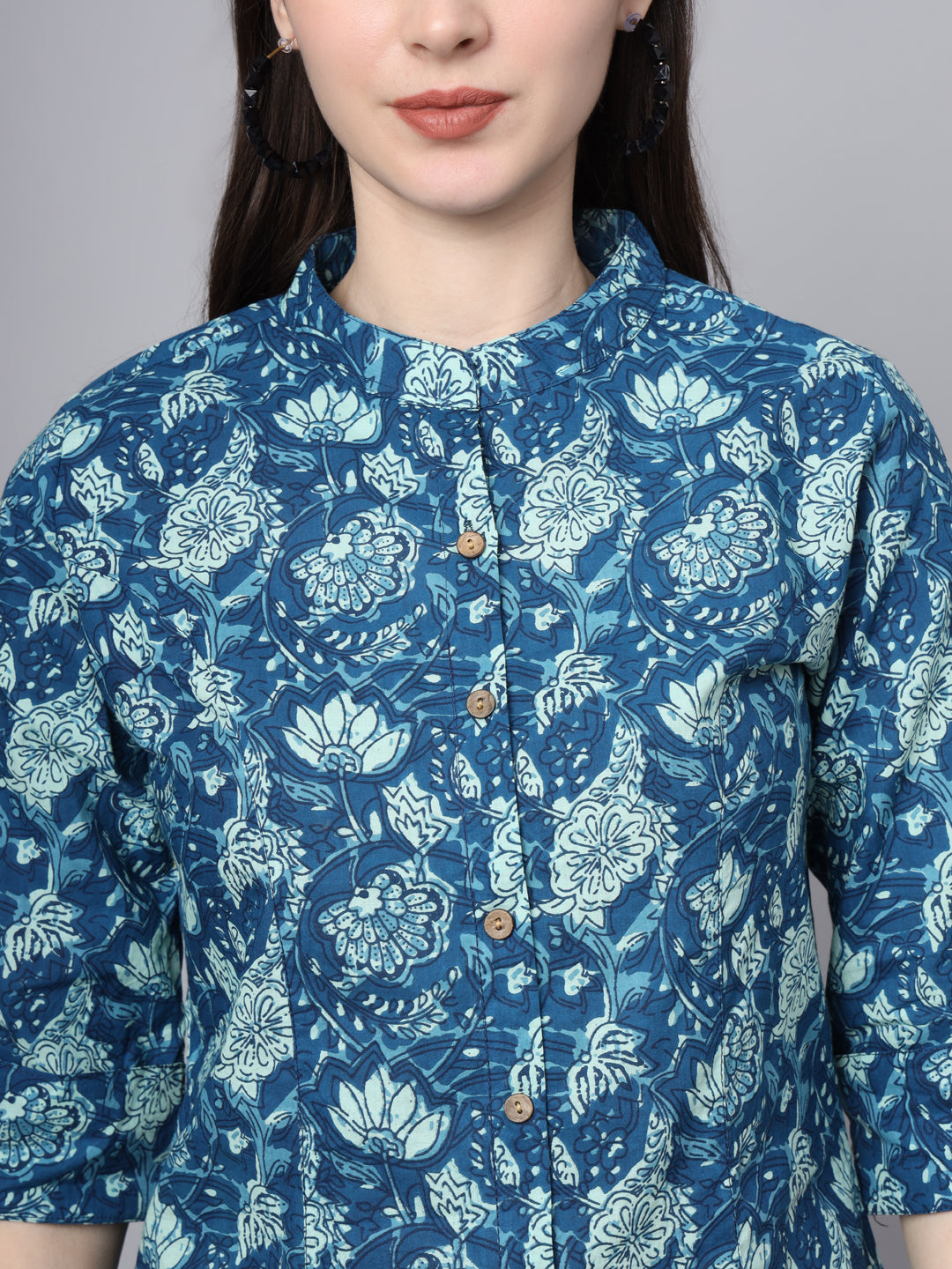 Noe Velarro Blue Cotton A-Line top
