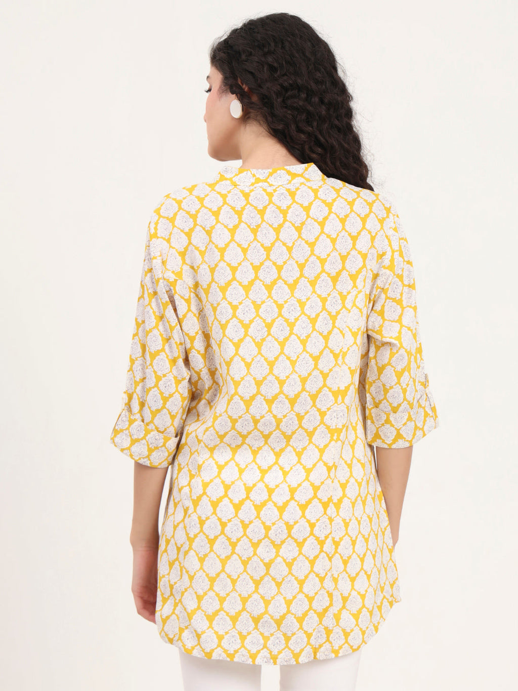 Noe Velarro Yellow Floral Printed Rayon Top