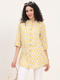 Noe Velarro Yellow Floral Printed Rayon Top
