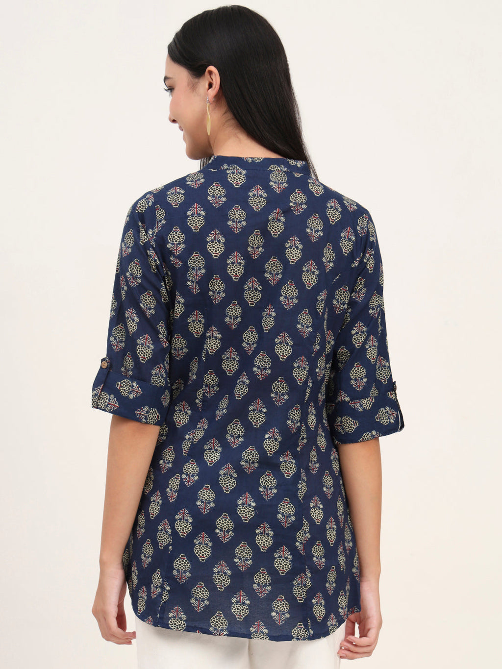 Noe Velarro Navy Blue Cotton A-Line top