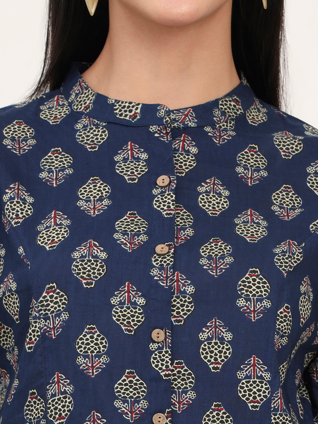 Noe Velarro Navy Blue Cotton A-Line top