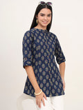 Noe Velarro Navy Blue Cotton A-Line top