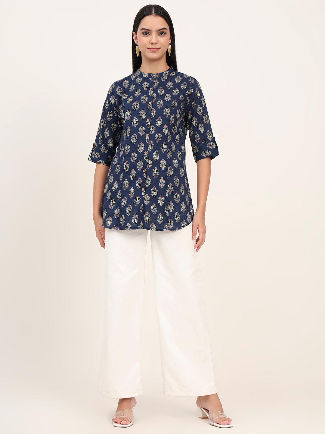 Noe Velarro Navy Blue Cotton A-Line top