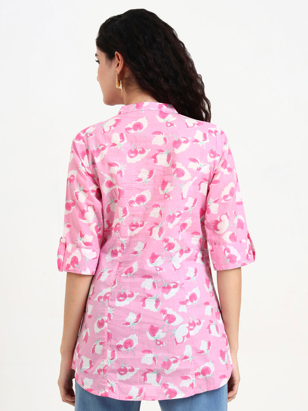Noe Velarro Pink Floral Print Cotton Top