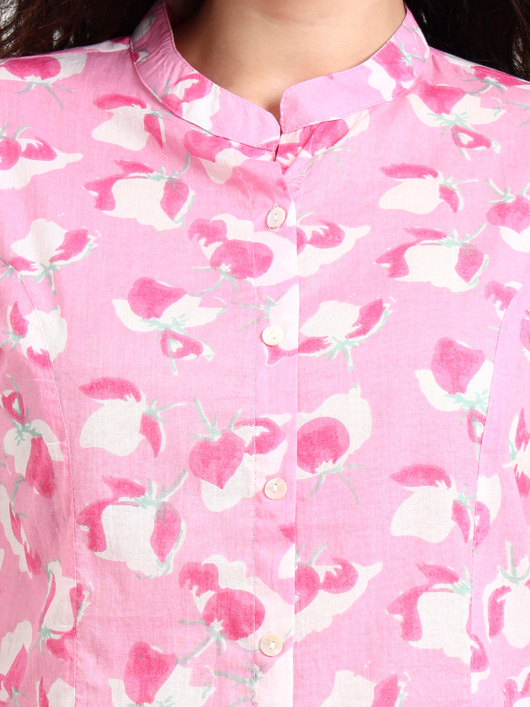 Noe Velarro Pink Floral Print Cotton Top