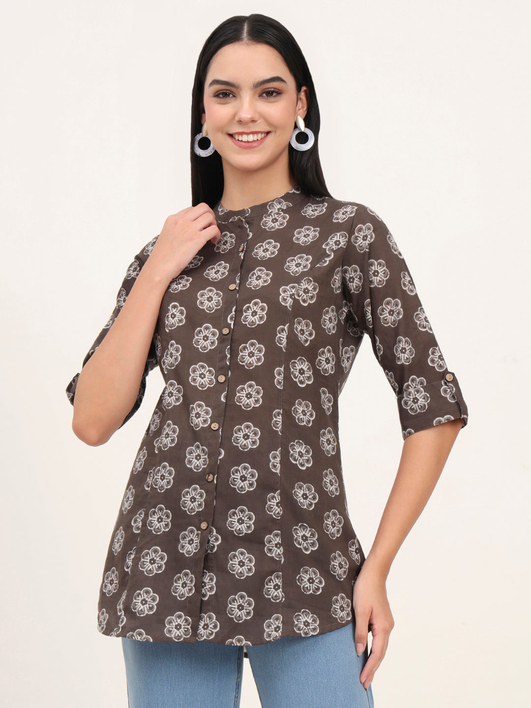 Noe Velarro Grey Cotton A-Line top