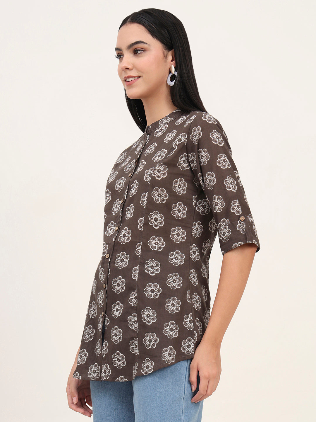 Noe Velarro Grey Cotton A-Line top