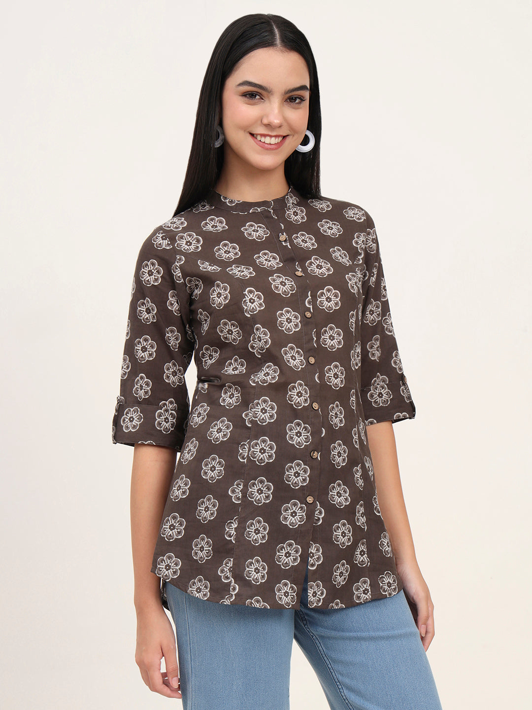 Noe Velarro Grey Cotton A-Line top