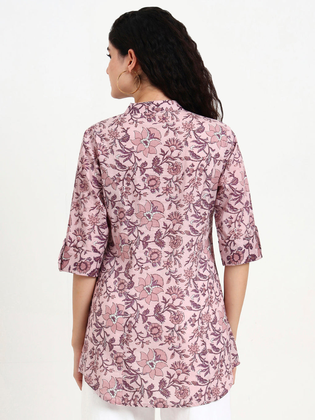 Noe Velarro Light Purple Floral Print Cotton Top