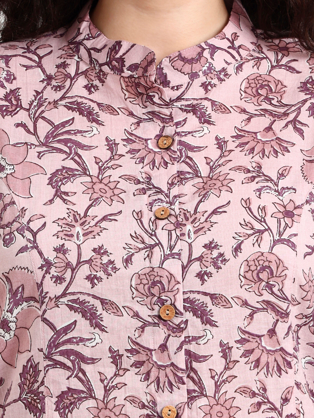 Noe Velarro Light Purple Floral Print Cotton Top