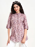 Noe Velarro Light Purple Floral Print Cotton Top