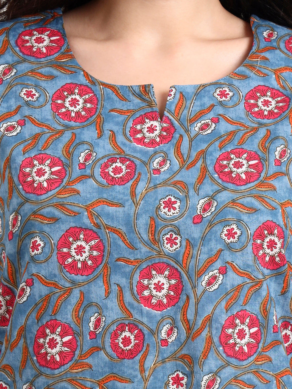 Noe Velarro Blue Floral Print Cotton Night Suit
