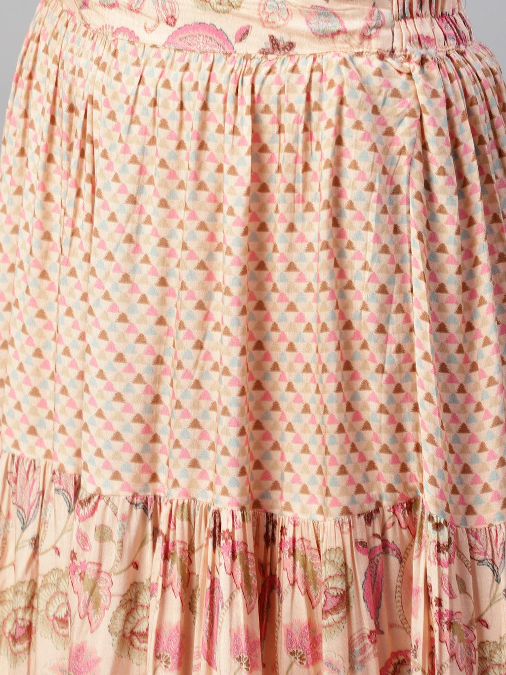 Divena Peach Zardozi work Muslin top with Flared Skirt - divenaworld.com
