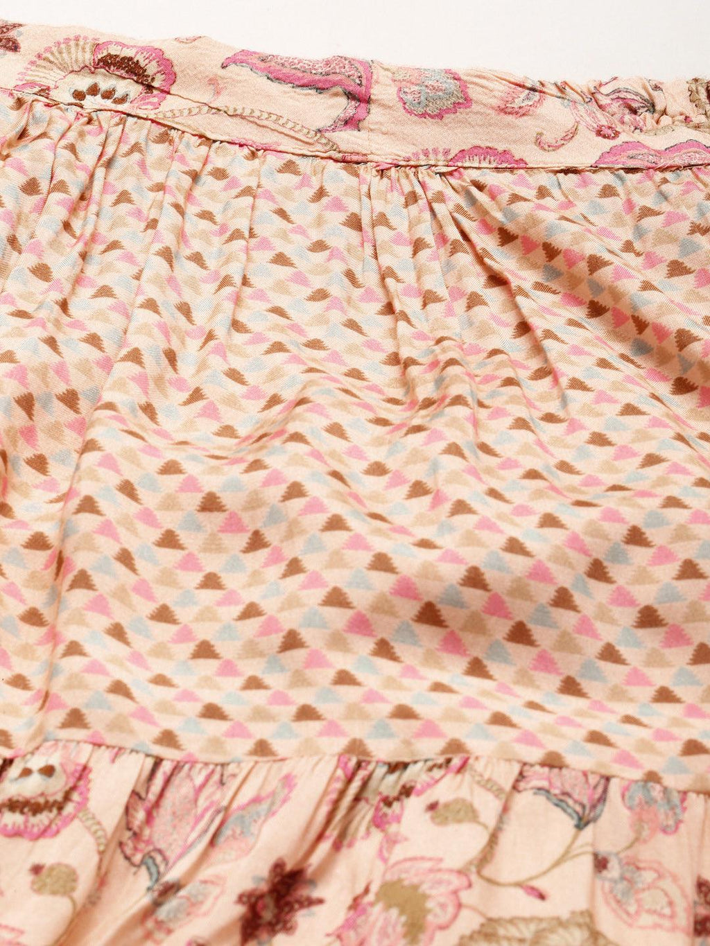 Divena Peach Zardozi work Muslin top with Flared Skirt - divenaworld.com