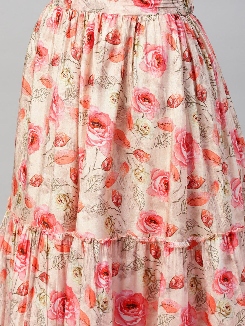 Divena Pink Raw Silk Top with skirt set - divenaworld.com