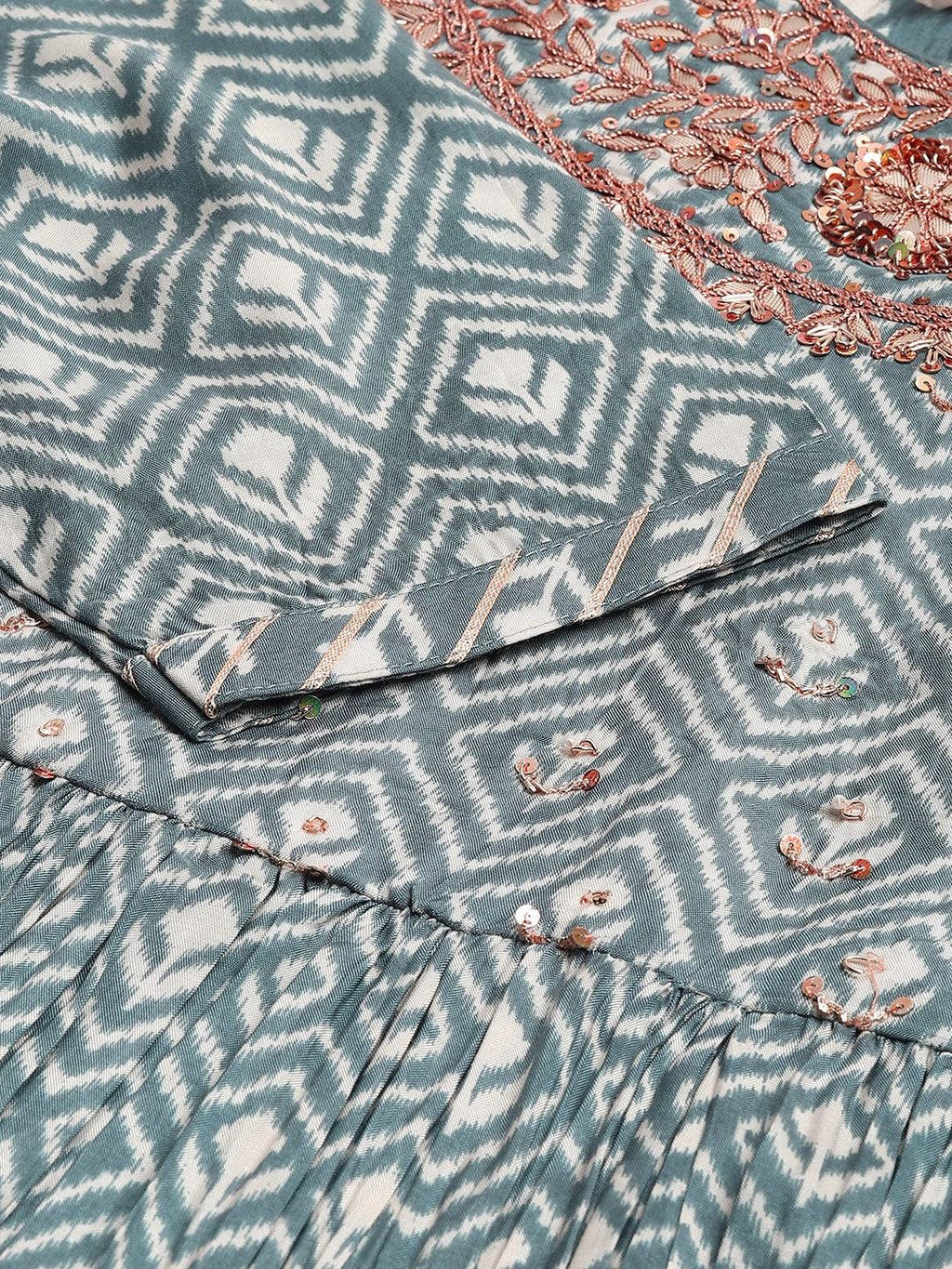 Divena Grey Muslin Embroidary Peplum Kurta Sharara Set with Dupatta - divenaworld.com