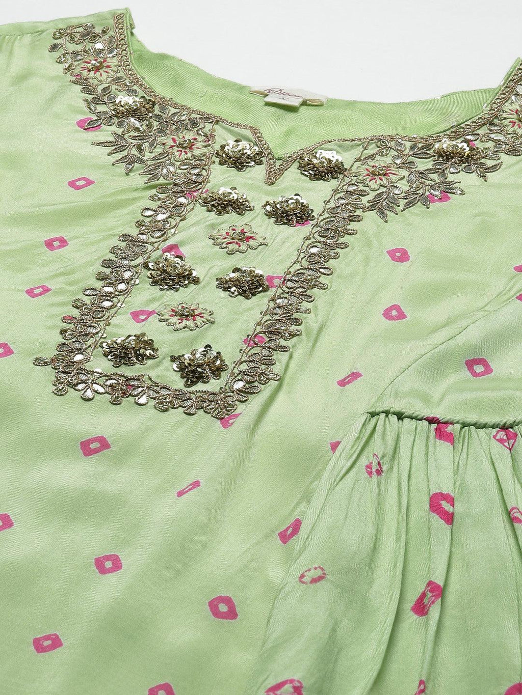 Divena Green Pure Muslin Peplum Hand embroidery Kurta Sharara with Chiffon dupatta - divena world