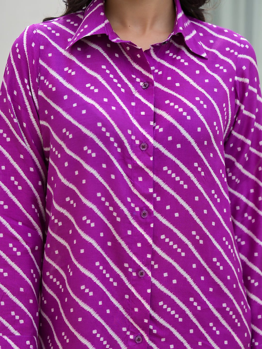 Noe Velarro Purple Stripes Shirt With Trousers Co-Ords