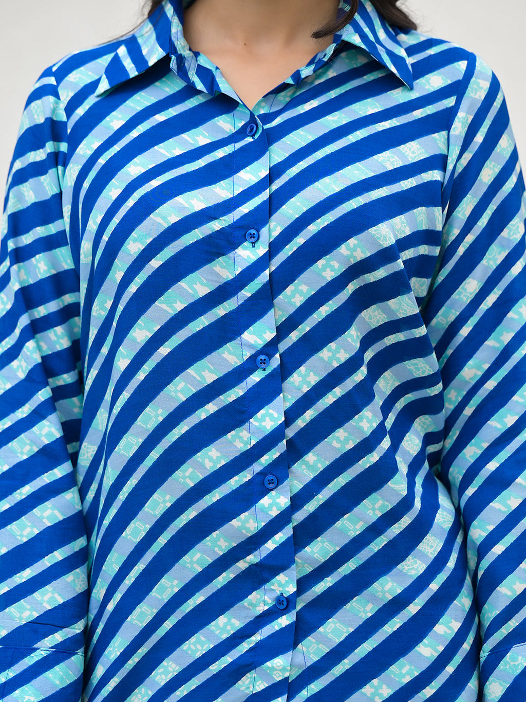 Noe Velarro Blue Stripes Shirt With Trousers Co-Ords