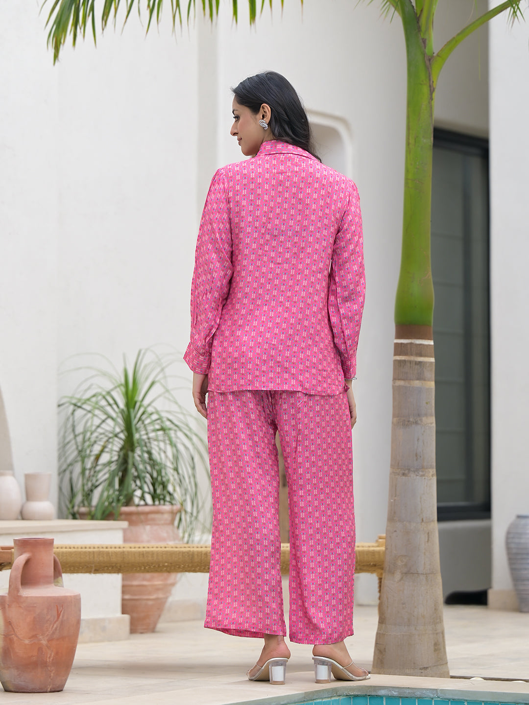 Noe Velarro Blue Abstract Printed Shirt With Trousers