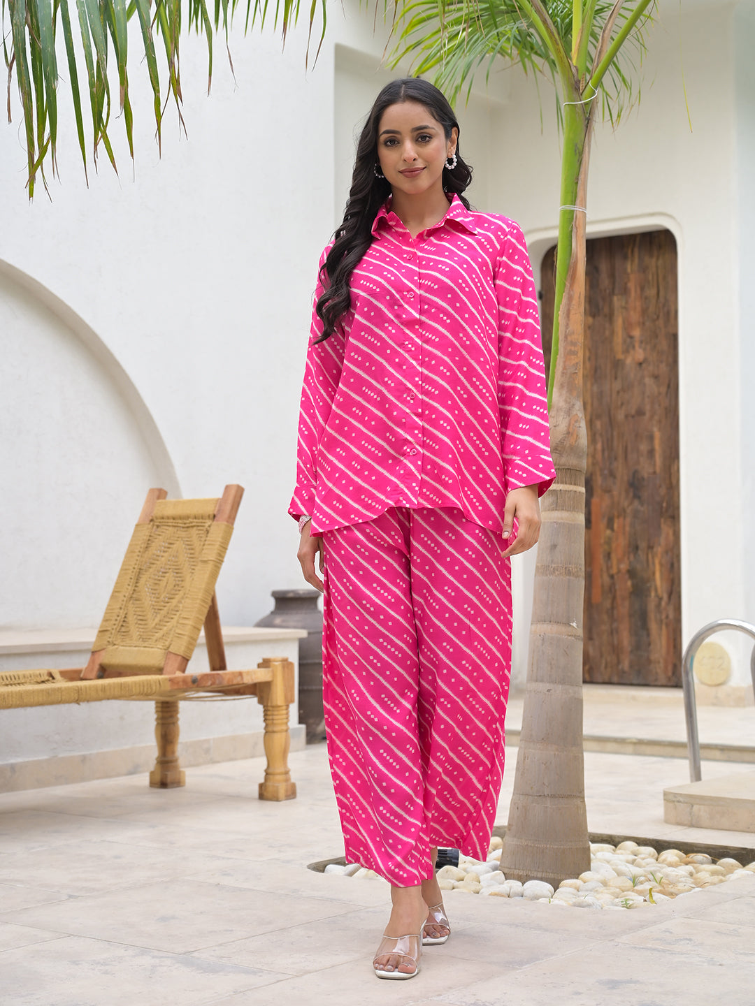 Noe Velarro Pink Striped Shirt With Trousers Co-Ords