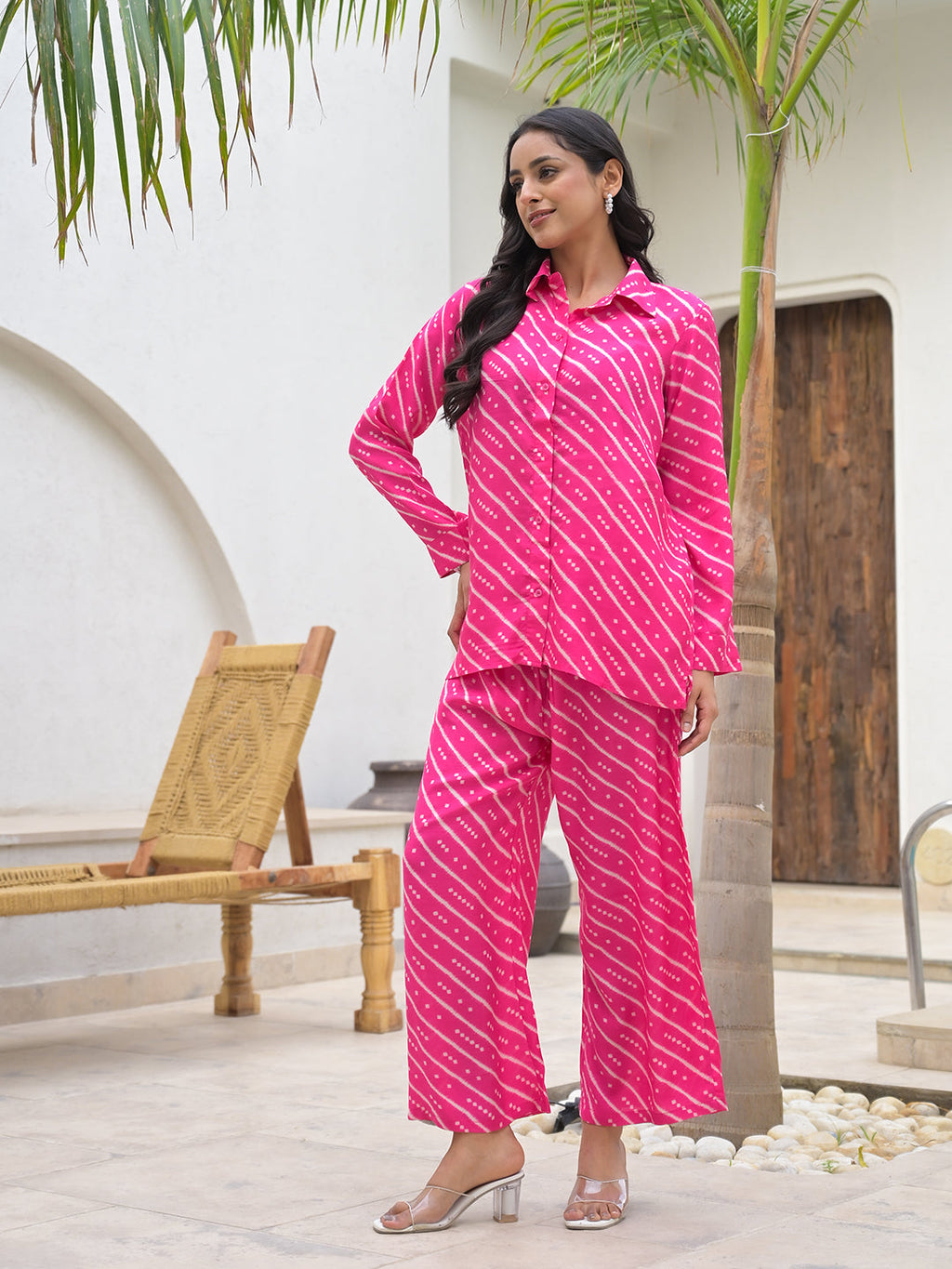 Noe Velarro Pink Striped Shirt With Trousers Co-Ords